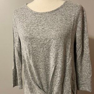 Market & Spruce - Grey Samantha Front Twist Brushed Knit Top